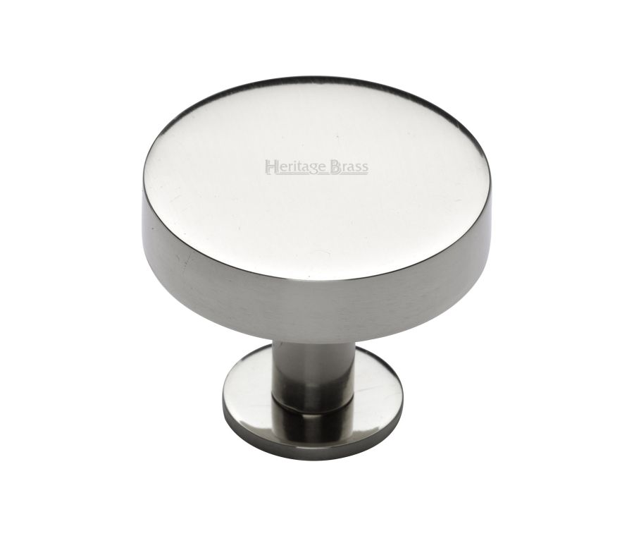 Heritage Brass Polished Nickel Finish Disc Cabinet Knob With Base 38mm