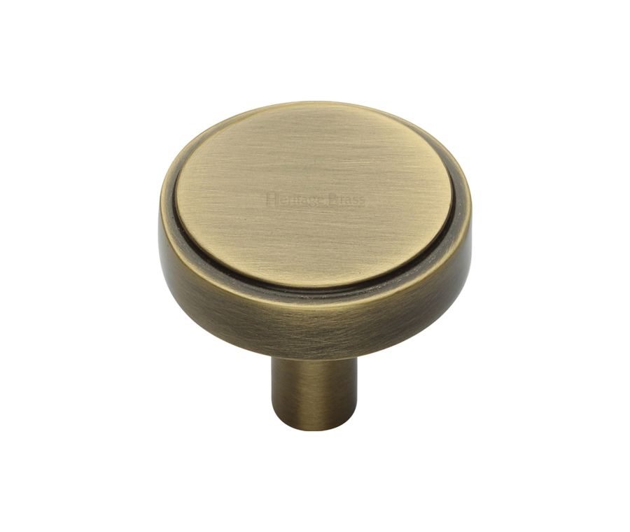 Heritage Brass Antique Brass Stepped Disc Cabinet Knob 32mm