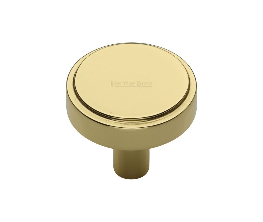 Heritage Brass Polished Brass Stepped Disc Cabinet Knob 32mm