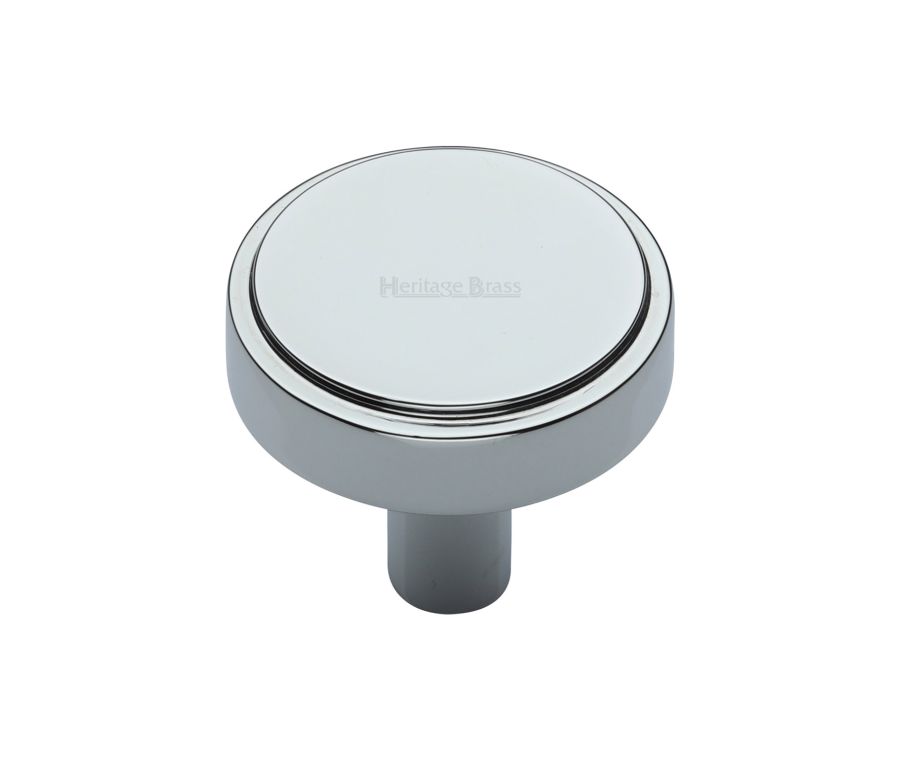 Heritage Brass Polished Chrome Stepped Disc Cabinet Knob 32mm