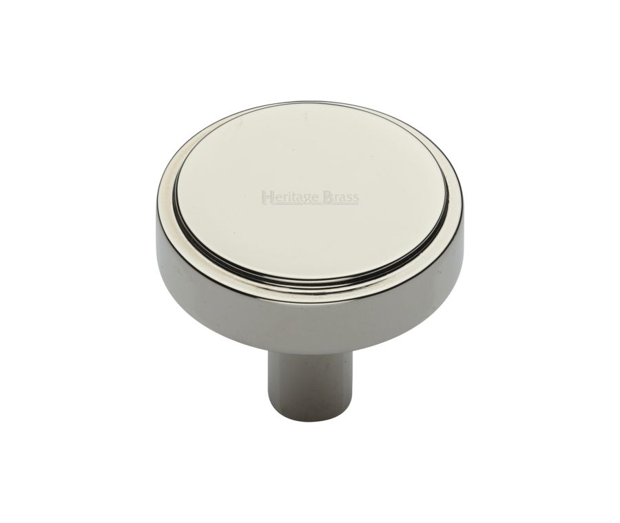 Heritage Brass Polished Nickel Finish Stepped Disc Cabinet Knob 32mm
