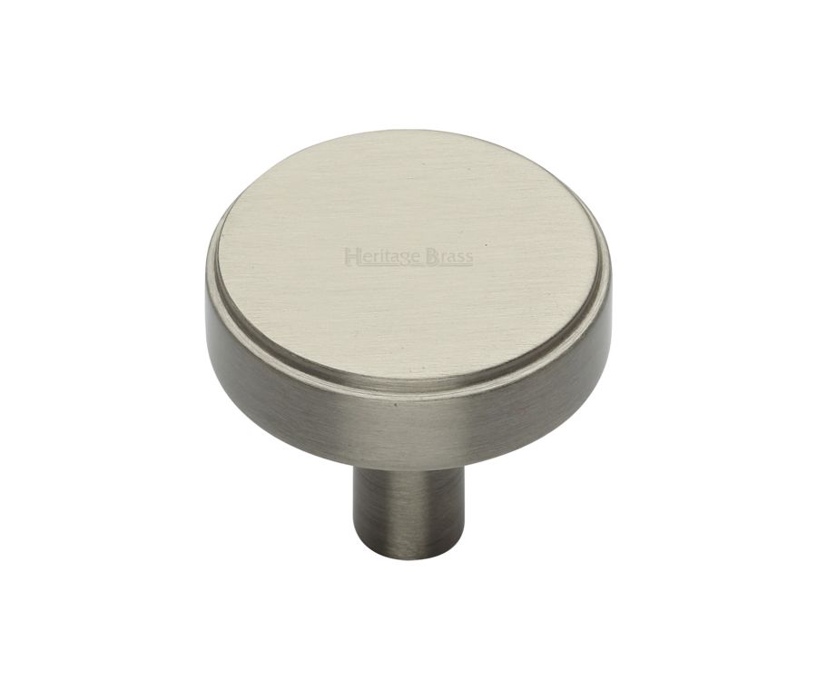Heritage Brass Satin Nickel Stepped Disc Cabinet Knob 32mm
