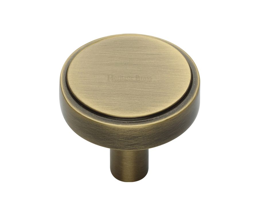 Heritage Brass Antique Brass Stepped Disc Cabinet Knob 38mm
