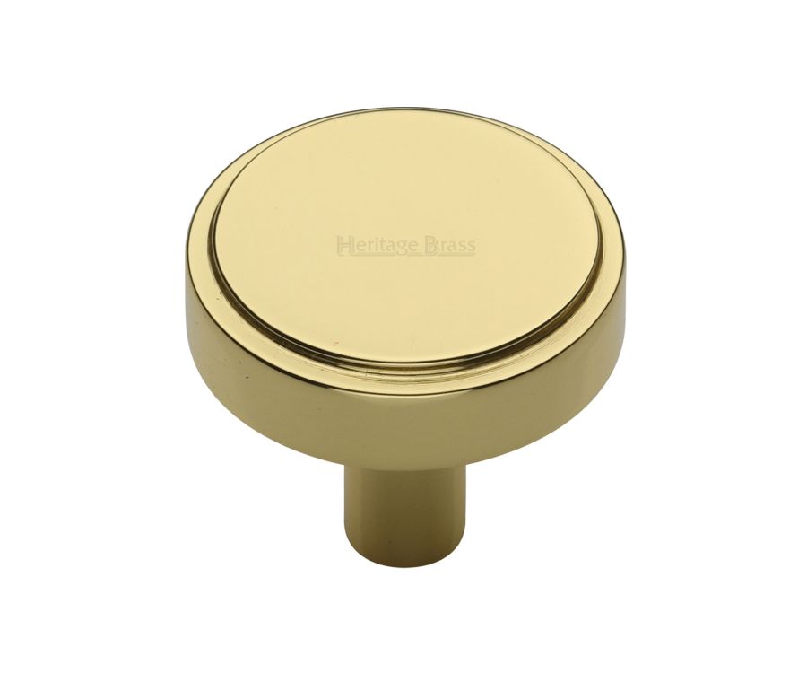 Heritage Brass Polished Brass Stepped Disc Cabinet Knob 38mm