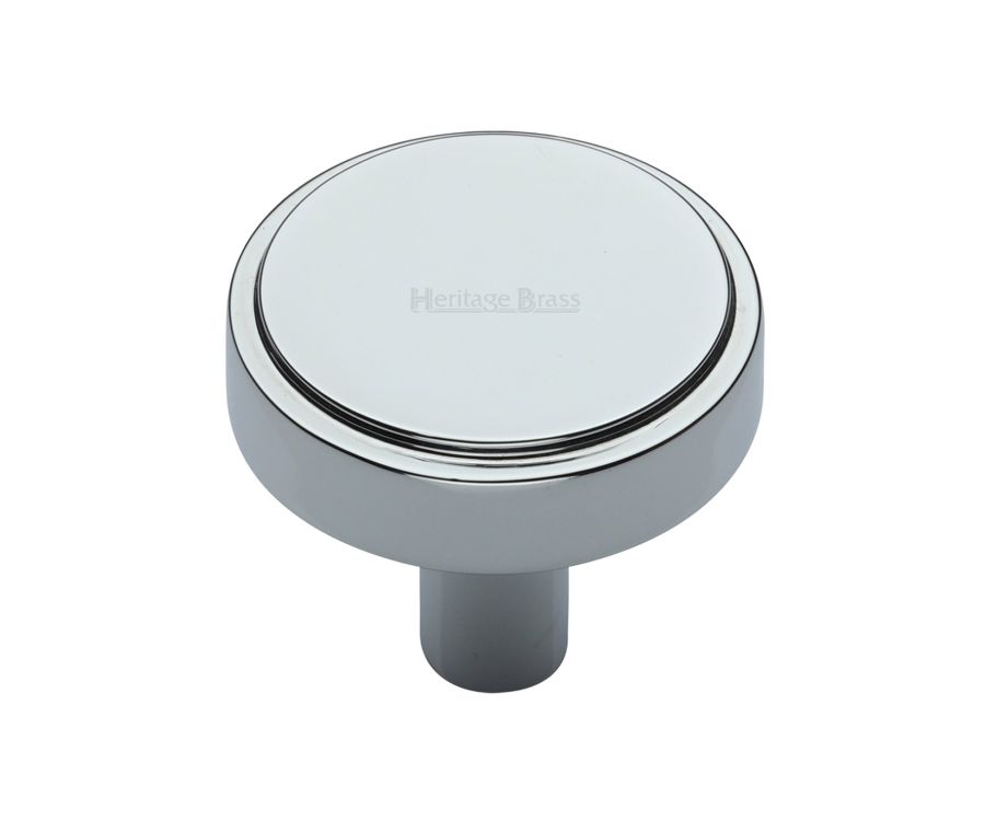 Heritage Brass Polished Chrome Stepped Disc Cabinet Knob 38mm