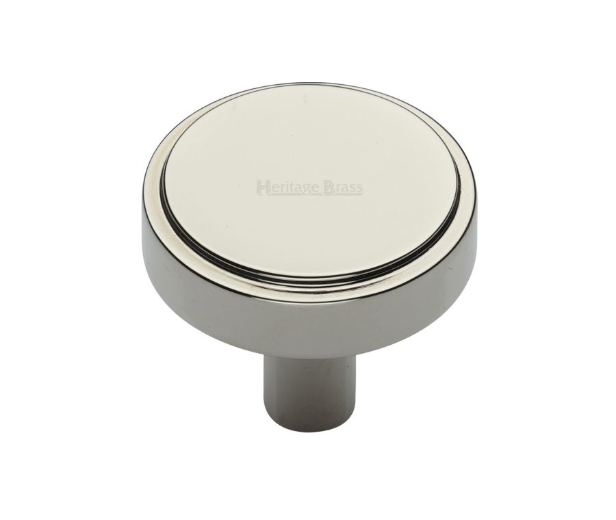 Heritage Brass Polished Nickel Finish Stepped Disc Cabinet Knob 38mm