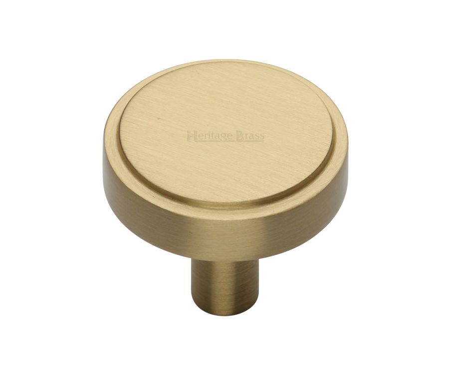 Heritage Brass Satin Brass Stepped Disc Cabinet Knob 38mm