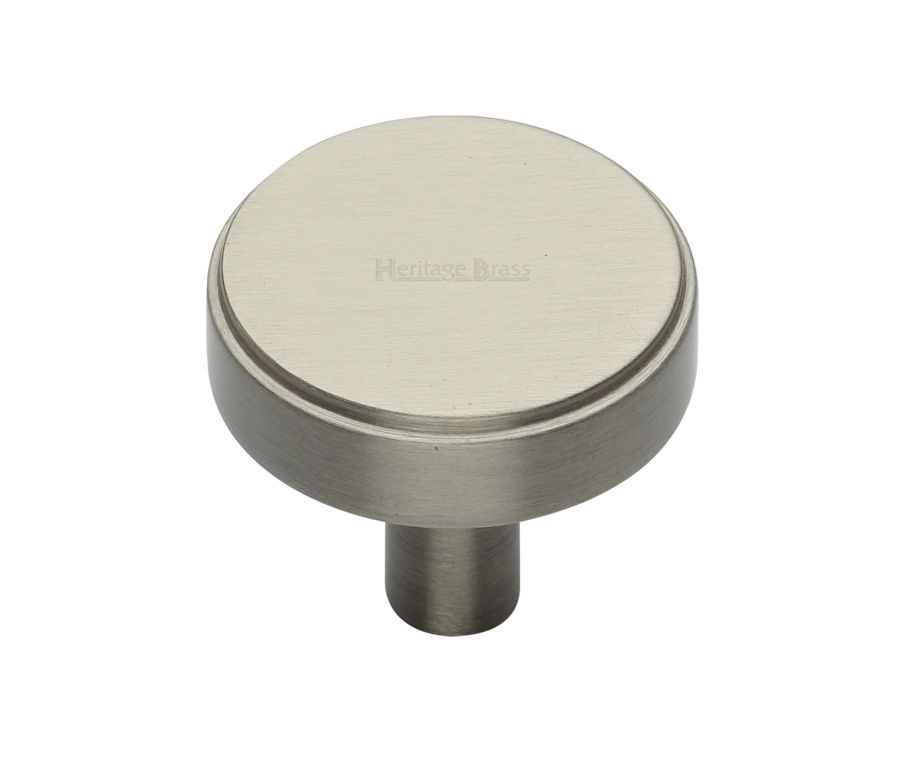 Heritage Brass Satin Nickel Stepped Disc Cabinet Knob 38mm