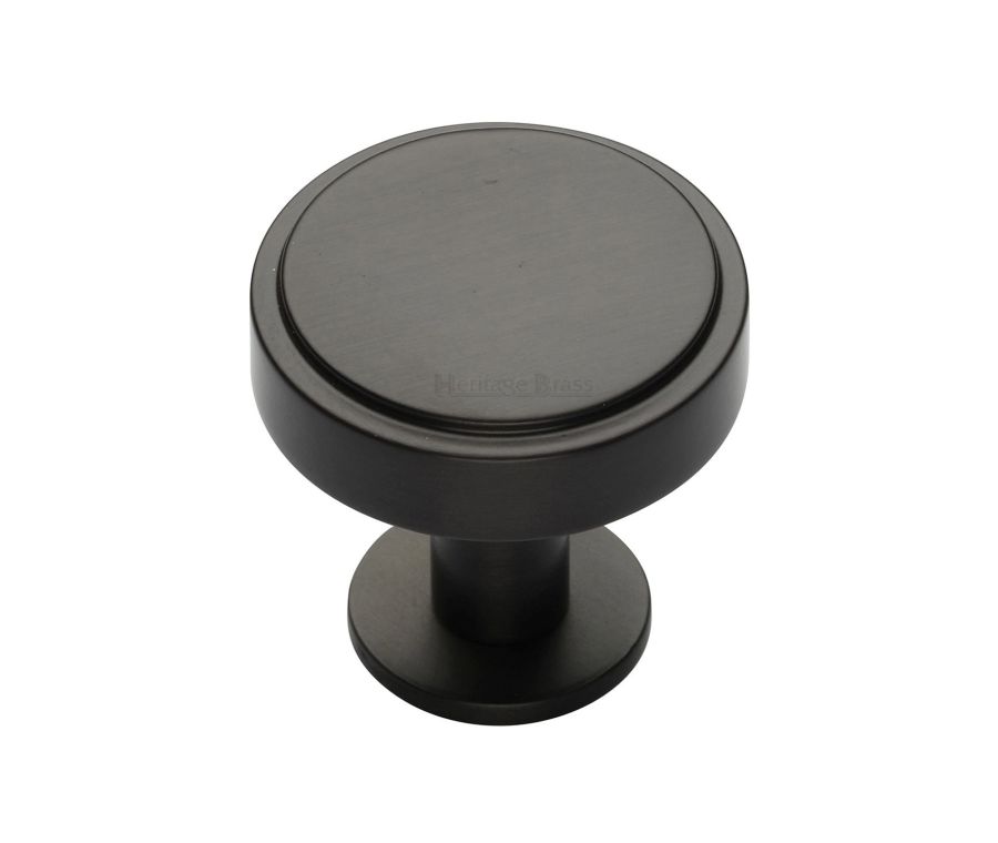 Heritage Brass Matt Bronze Stepped Disc Cabinet Knob with Rose 32mm