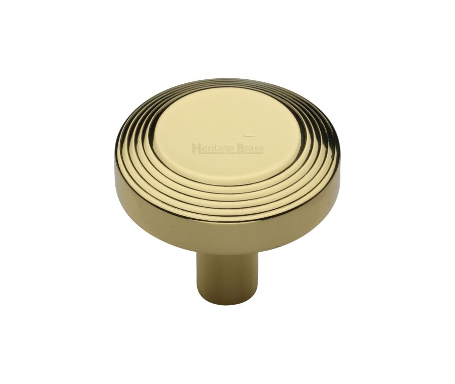 Heritage Brass Polished Brass Ridge Cabinet Knob 32mm