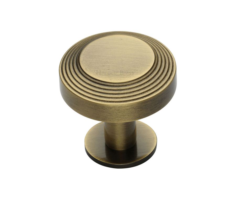 Heritage Brass Antique Brass Ridge Cabinet Knob with Rose 32mm