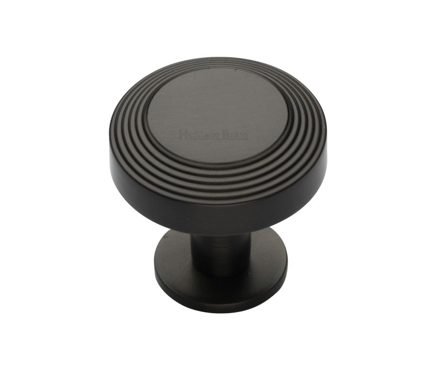 Heritage Brass Matt Bronze Ridge Cabinet Knob with Rose 32mm