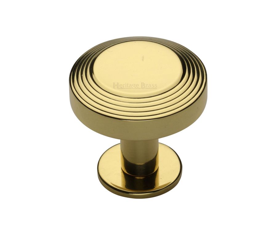 Heritage Brass Polished Brass Ridge Cabinet Knob with Rose 32mm