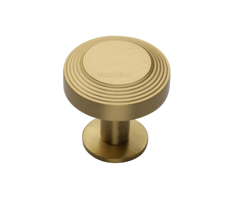 Heritage Brass Satin Brass Ridge Cabinet Knob with Rose 32mm