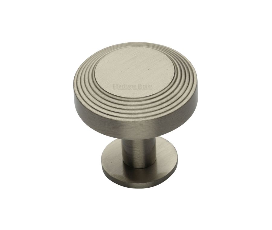 Heritage Brass Satin Nickel Ridge Cabinet Knob with Rose 32mm