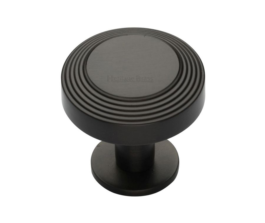 Heritage Brass Matt Bronze Ridge Cabinet Knob with Rose 38mm