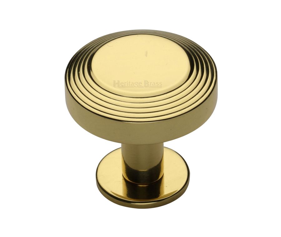 Heritage Brass Polished Brass Ridge Cabinet Knob with Rose 38mm
