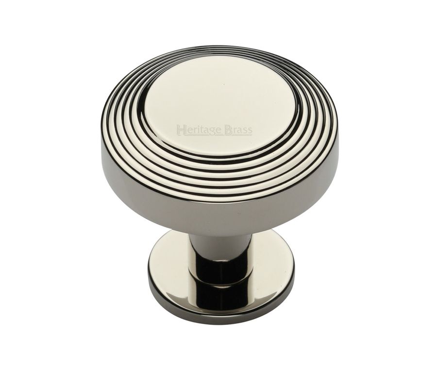 Heritage Brass Polished Nickel Finish Ridge Cabinet Knob with Rose 38mm