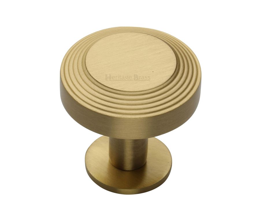 Heritage Brass Satin Brass Ridge Cabinet Knob with Rose 38mm