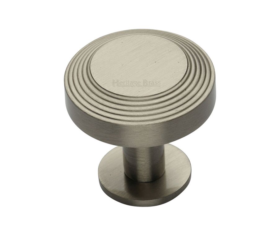 Heritage Brass Satin Nickel Ridge Cabinet Knob with Rose 38mm