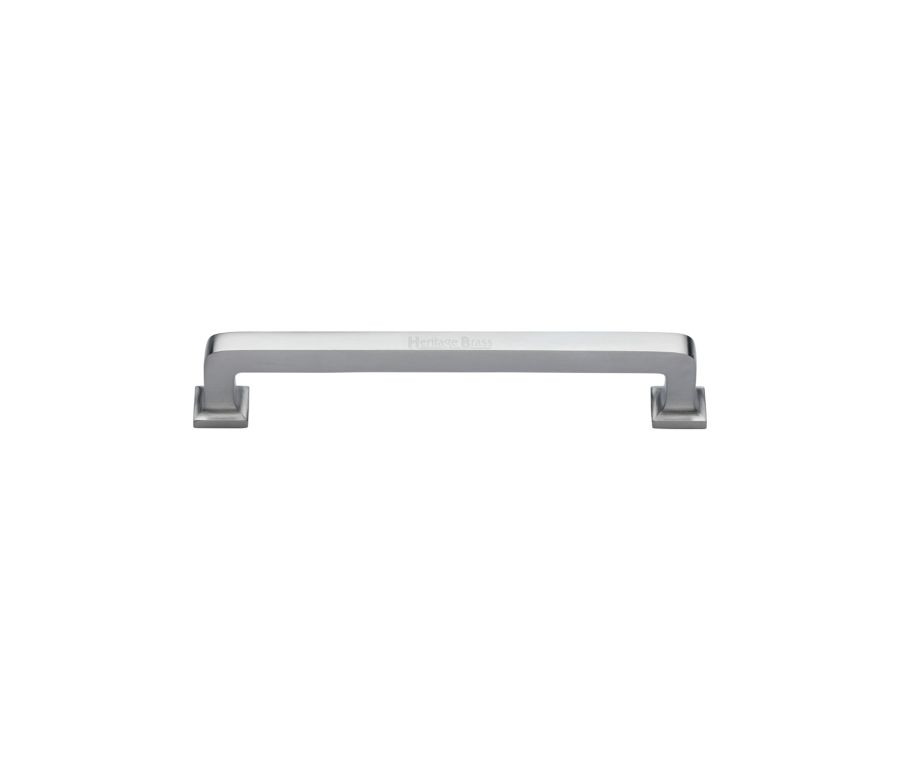Heritage Brass Satin Chrome Square Vintage Cabinet Pull Handle 101mm