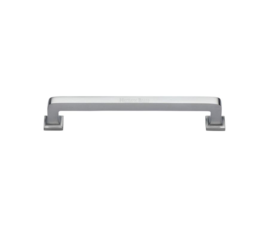 Heritage Brass Satin Chrome Square Vintage Cabinet Pull Handle 152mm