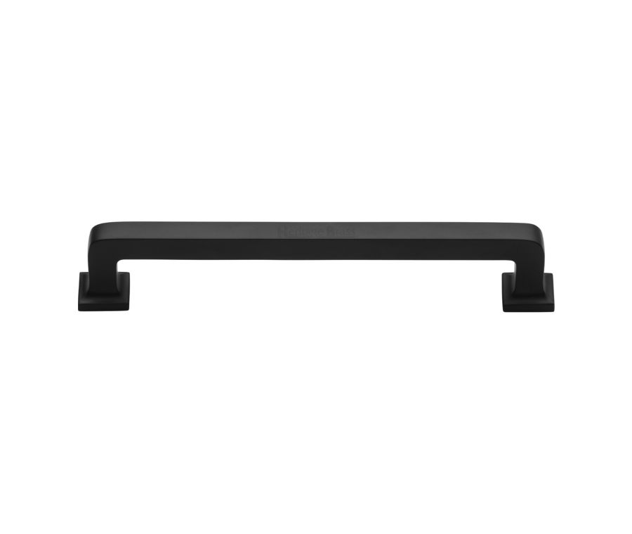 Heritage Brass Matt Black Square Vintage Cabinet Pull Handle 203mm