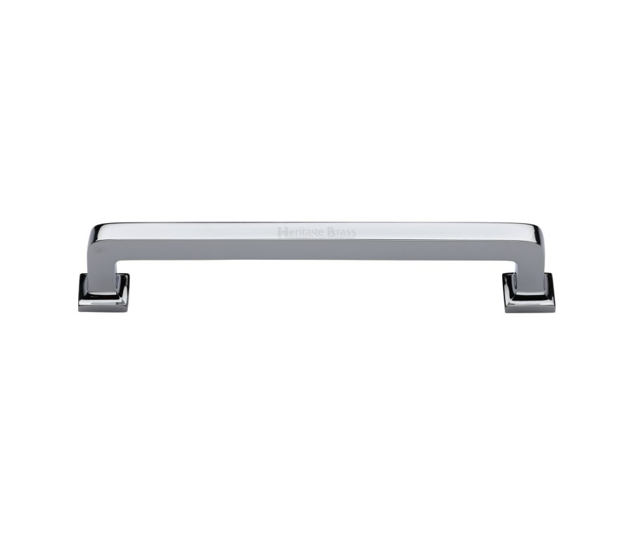 Heritage Brass Polished Chrome Square Vintage Cabinet Pull Handle 203mm