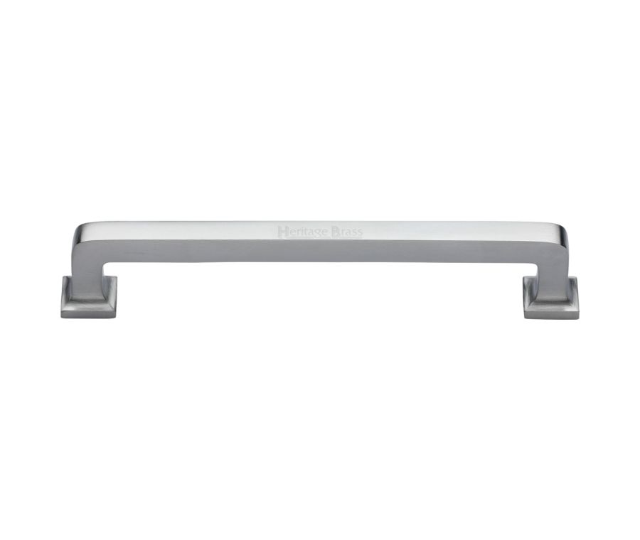 Heritage Brass Satin Chrome Square Vintage Cabinet Pull Handle 254mm