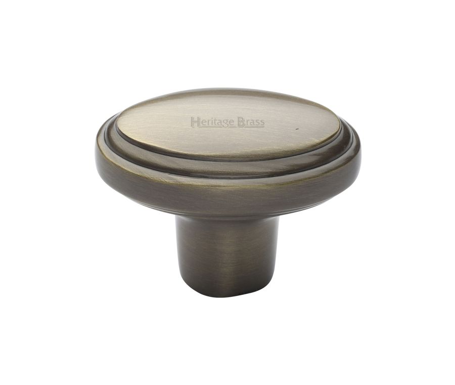 Heritage Brass Antique Brass Stepped Oval Cabinet Knob 41mm