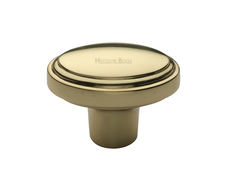 Heritage Brass Polished Brass Stepped Oval Cabinet Knob 41mm