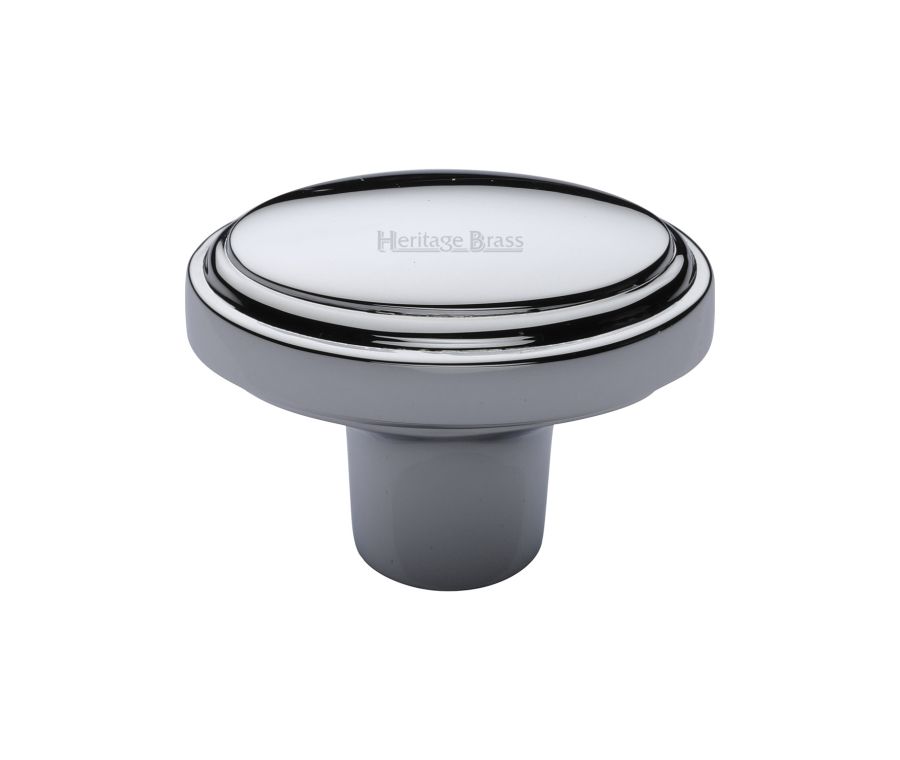 Heritage Brass Polished Chrome Stepped Oval Cabinet Knob 41mm