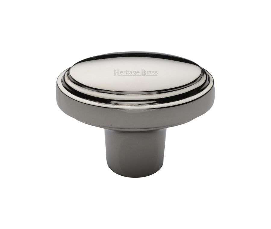 Heritage Brass Polished Nickel Finish Stepped Oval Cabinet Knob 41mm