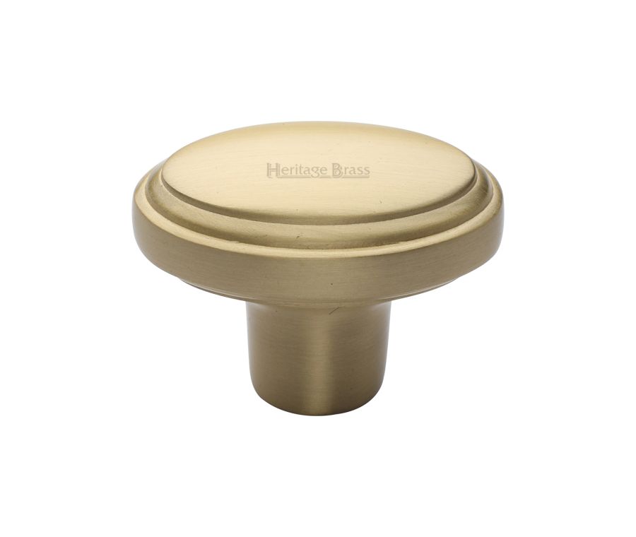 Heritage Brass Satin Brass Stepped Oval Cabinet Knob 41mm