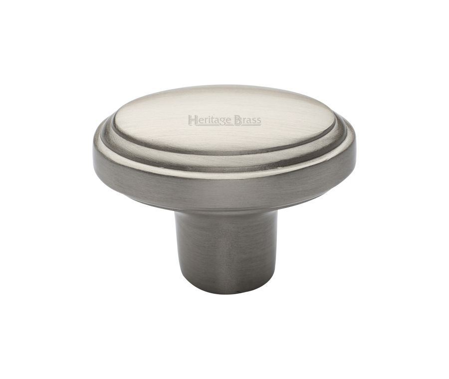Heritage Brass Satin Nickel Stepped Oval Cabinet Knob 41mm