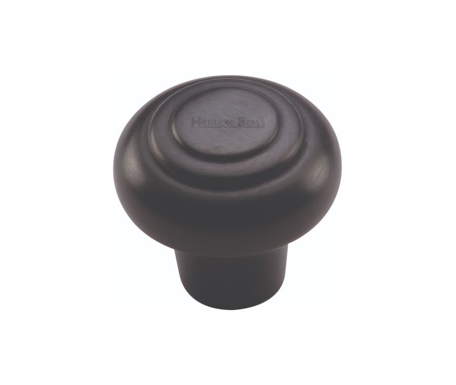 Heritage Brass Matt Black Round Bead Cabinet Knob 32mm