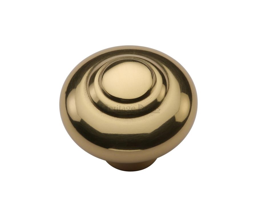 Heritage Brass Polished Brass Round Bead Cabinet Knob 32mm