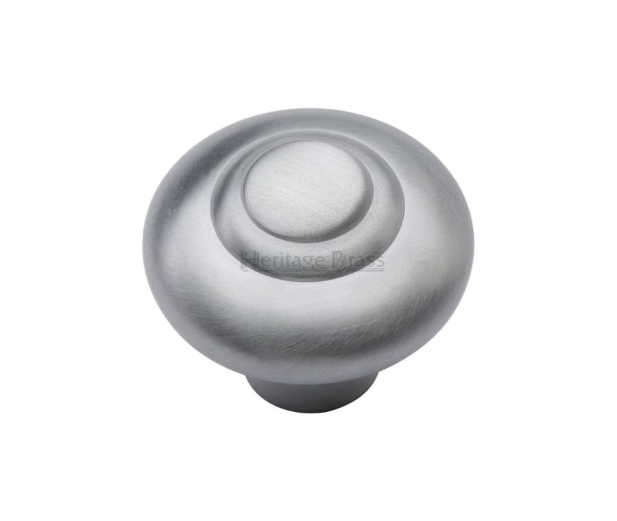 Heritage Brass Satin Chrome Round Bead Cabinet Knob 32mm