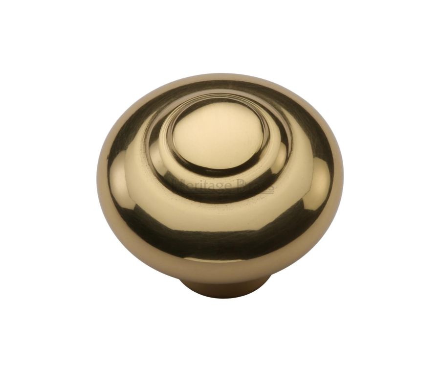 Heritage Brass Polished Brass Round Bead Cabinet Knob 38mm