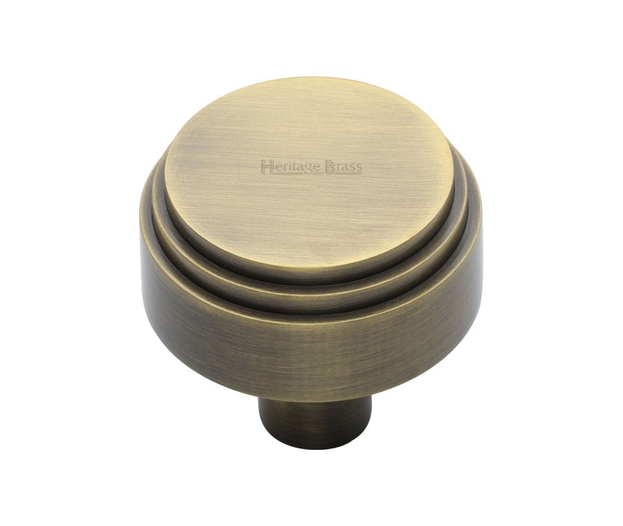 Heritage Brass Antique Brass Round Deco Cabinet Knob 32mm