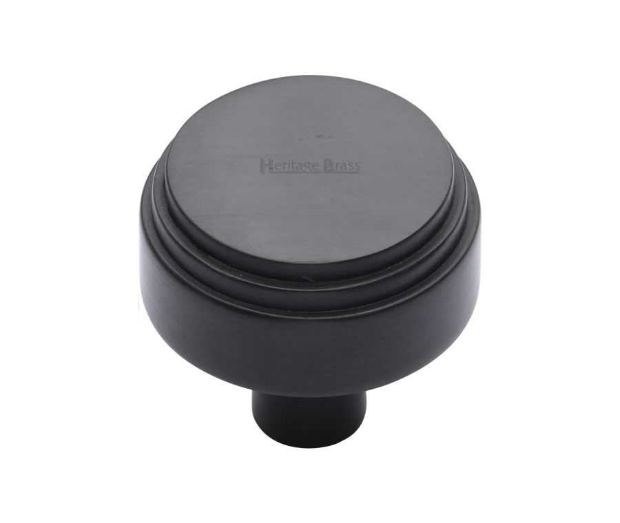Heritage Brass Matt Black Round Deco Cabinet Knob 32mm