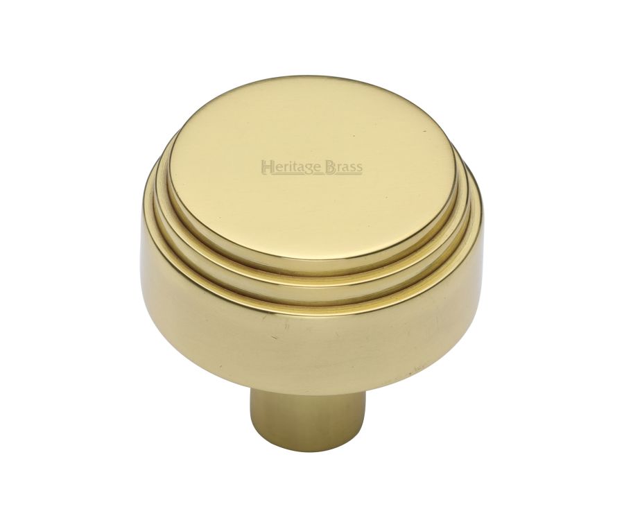 Heritage Brass Polished Brass Round Deco Cabinet Knob 32mm