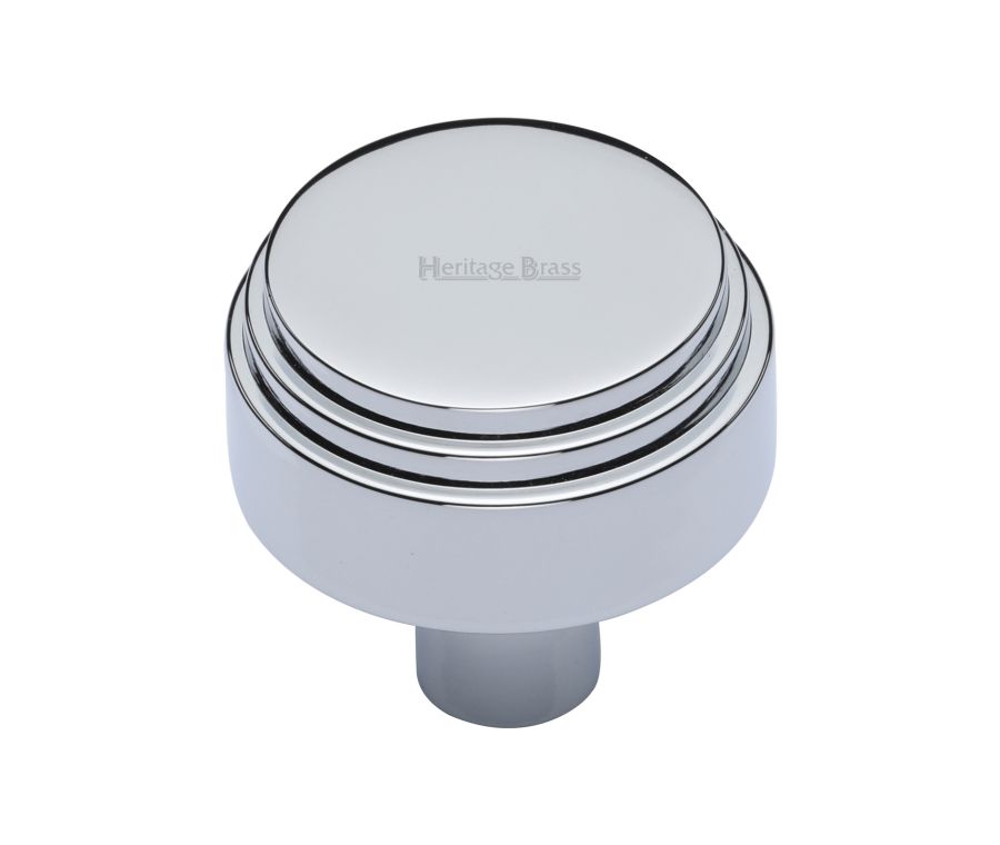 Heritage Brass Polished Chrome Round Deco Cabinet Knob 32mm