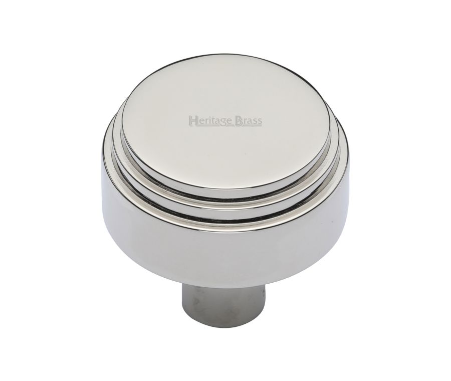 Heritage Brass Polished Nickel Finish Round Deco Cabinet Knob 32mm