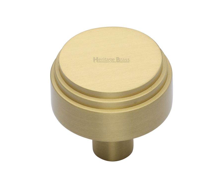 Heritage Brass Satin Brass Round Deco Cabinet Knob 32mm
