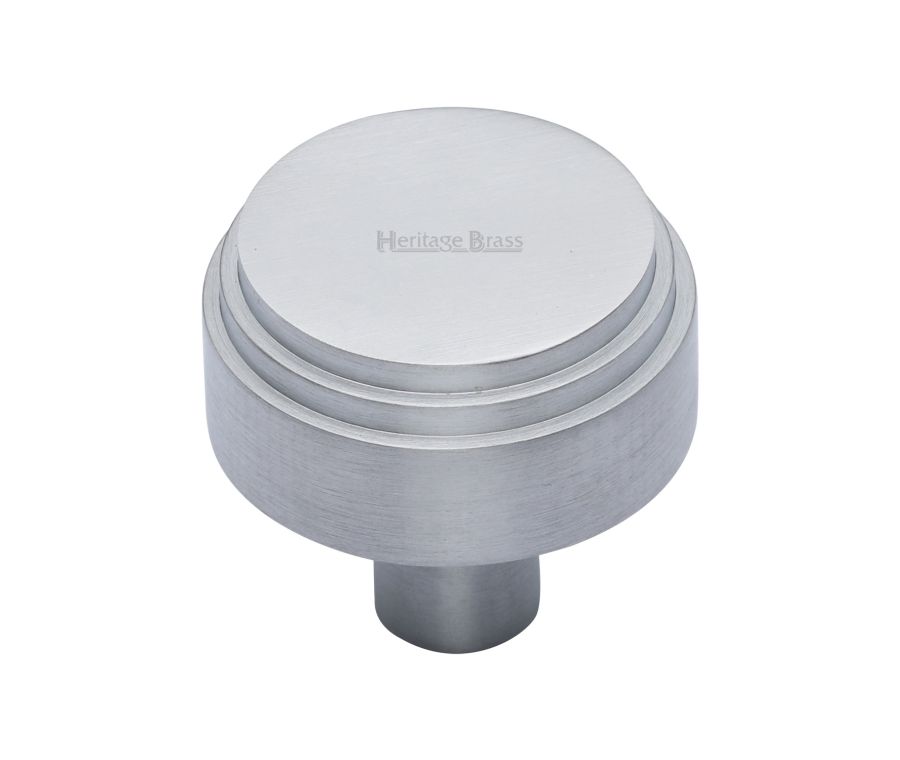 Heritage Brass Satin Chrome Round Deco Cabinet Knob 32mm