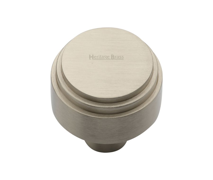 Heritage Brass Satin Nickel Round Deco Cabinet Knob 32mm