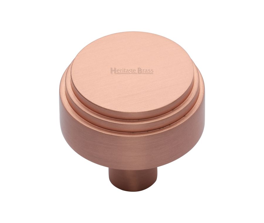 Heritage Brass Satin Rose Gold Round Deco Cabinet Knob 32mm