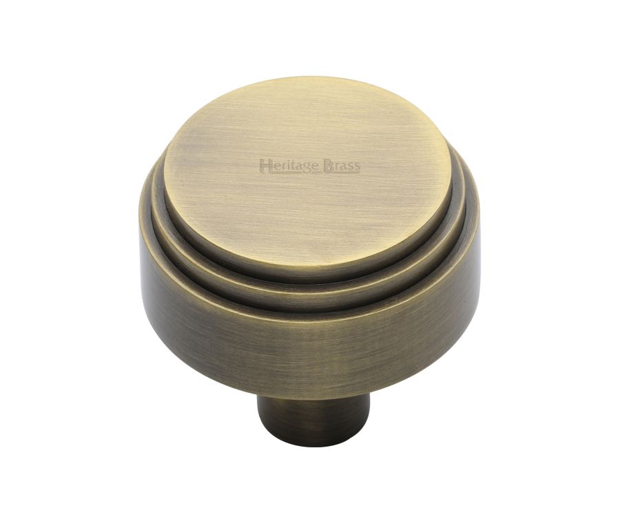 Heritage Brass Antique Brass Round Deco Cabinet Knob 38mm