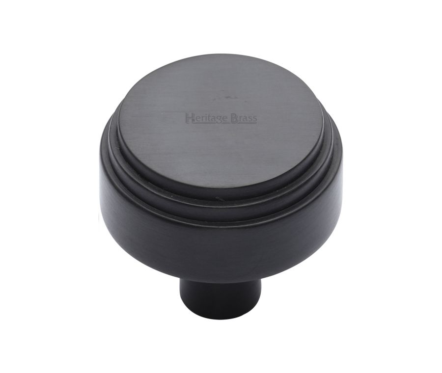 Heritage Brass Matt Black Round Deco Cabinet Knob 38mm